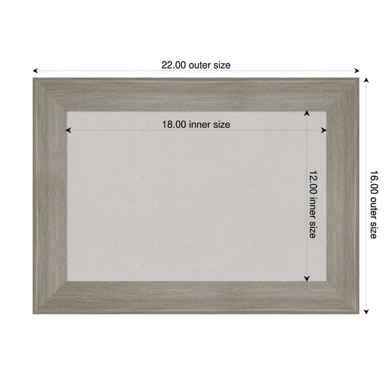 Grand Greywash Narrow Framed Cork Board - Bulletin Board, Organization Board, Pin Board - Grey - 22 x 16 in