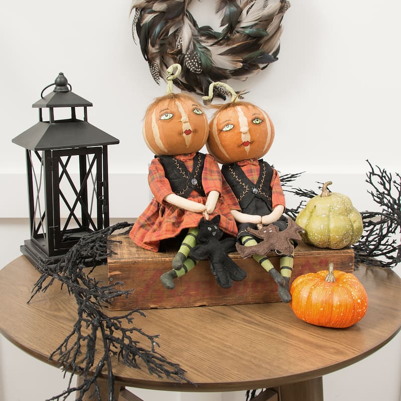 Nevin Pumpkin Head Boy Joe Spencer Gathered Traditions Art Doll - Orange - 13"