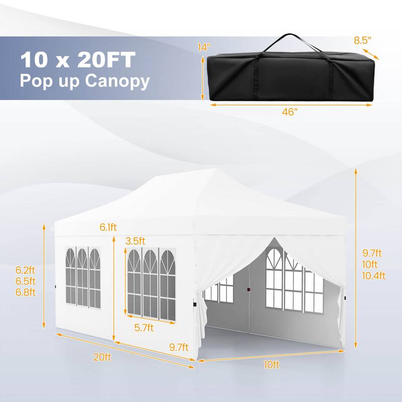 Costway 10 x 20FT Pop up Canopy Outdoor Canopy Tent with 6 Sidewalls - See Details