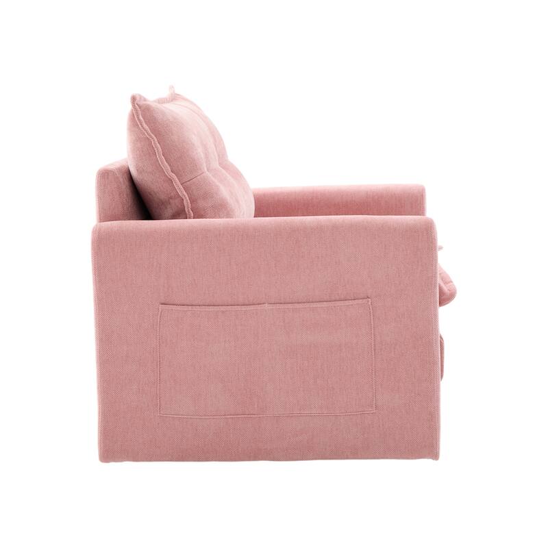 Chenille 360° Swivel Barrel Chair with Memory Foam and Side Pockets