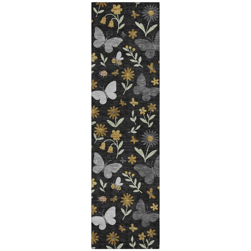 Machine Washable Indoor/ Outdoor Whimsy Butterfly Chantille Rug
