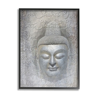 Stupell Layered Buddha Spiritual Words Script Om Shanti Mantra Framed ...