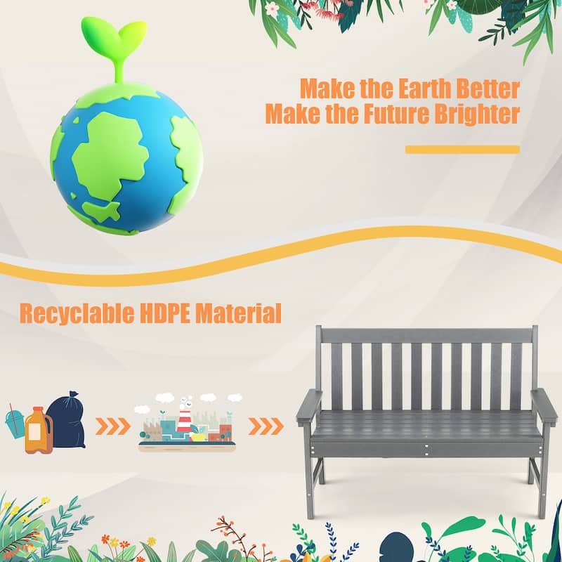 Costway Garden Bench All-Weather HDPE 2-Person Outdoor Bench for Front - See Details
