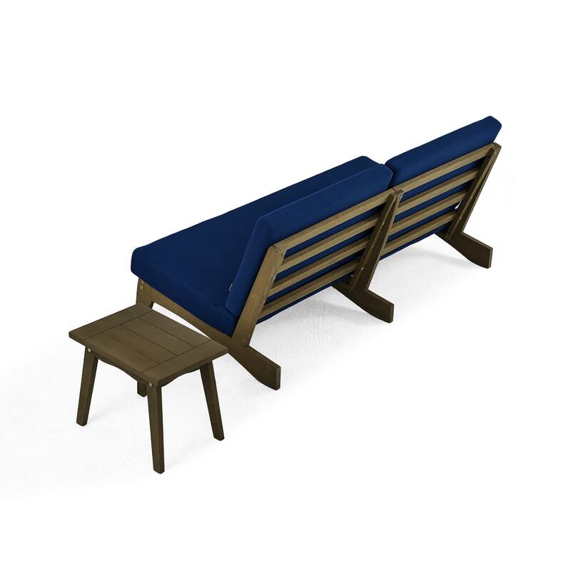 3-Seat Outdoor Sofa Set with Solid Wood Coffee Table, Weather-Resistant Cushions