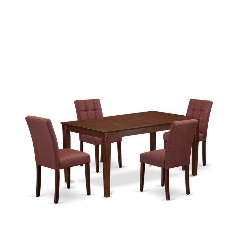 5-Piece Mahogany Finish Solid Wood Top - Rectangular Dining Room Set - Seats-4