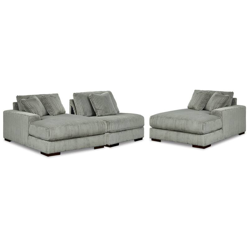 Signature Design by Ashley Lindyn Gray 3-Piece Sectional with Double Chaise - 141" W x 70" D x 38" H