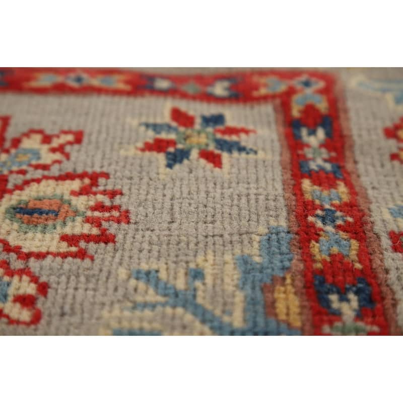 Geometric Kazak Oriental Foyer Rug Hand-Knotted Wool Carpet - 2'0" x 3'0"