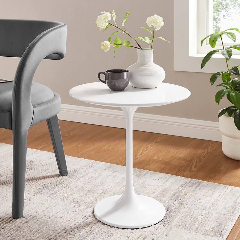 Lippa Round Wood Side Table - White White