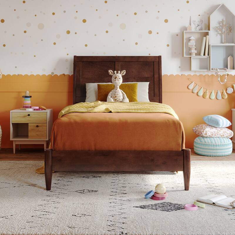 Valencia Solid Wood Low Profile Sleigh Platform Bed