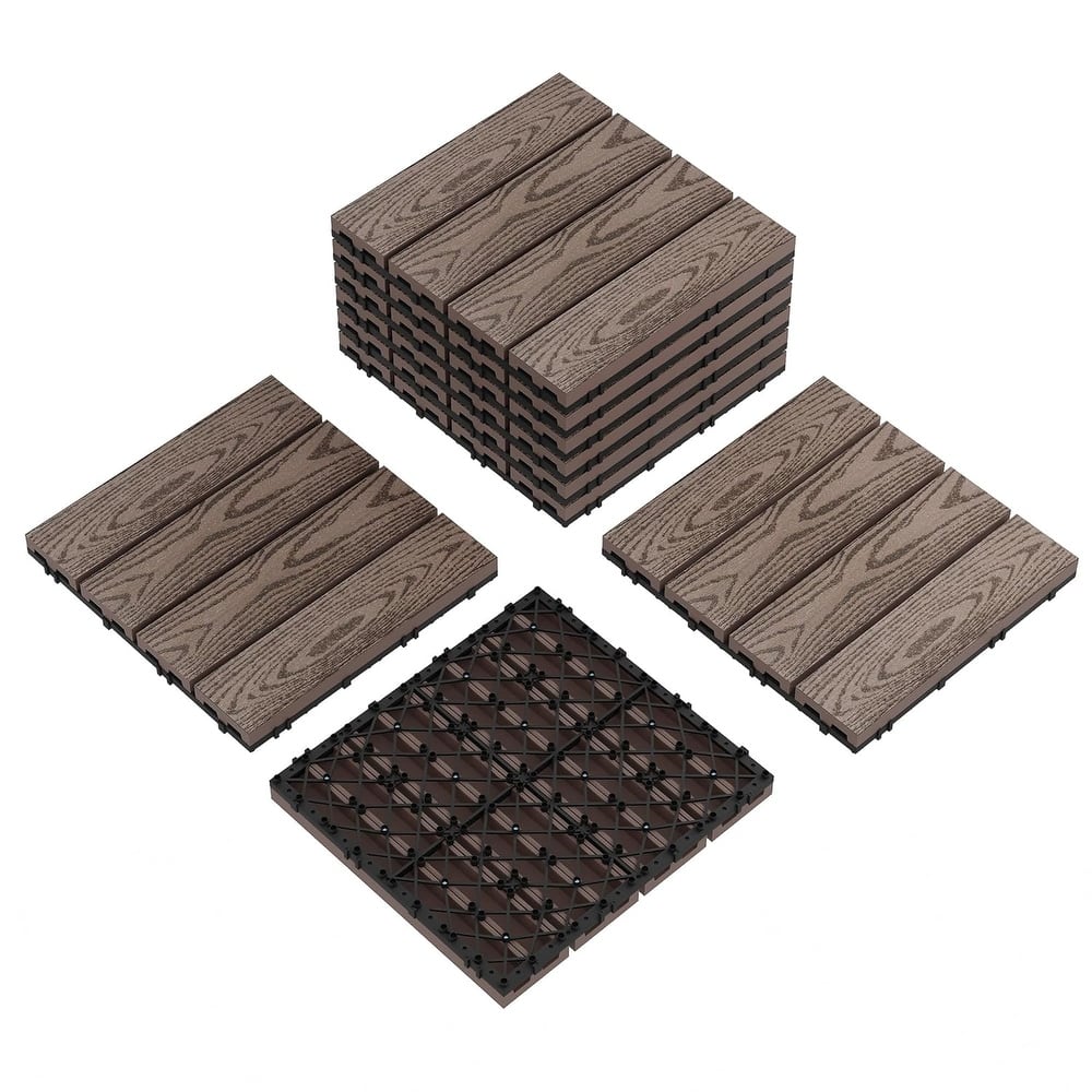Interlinked-Style Composite Deck Tiles 12"x12"