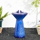 preview thumbnail 6 of 30, Glitzhome 27.5"H LED Turquoise Two Birds Embossed Ceramic Fountain