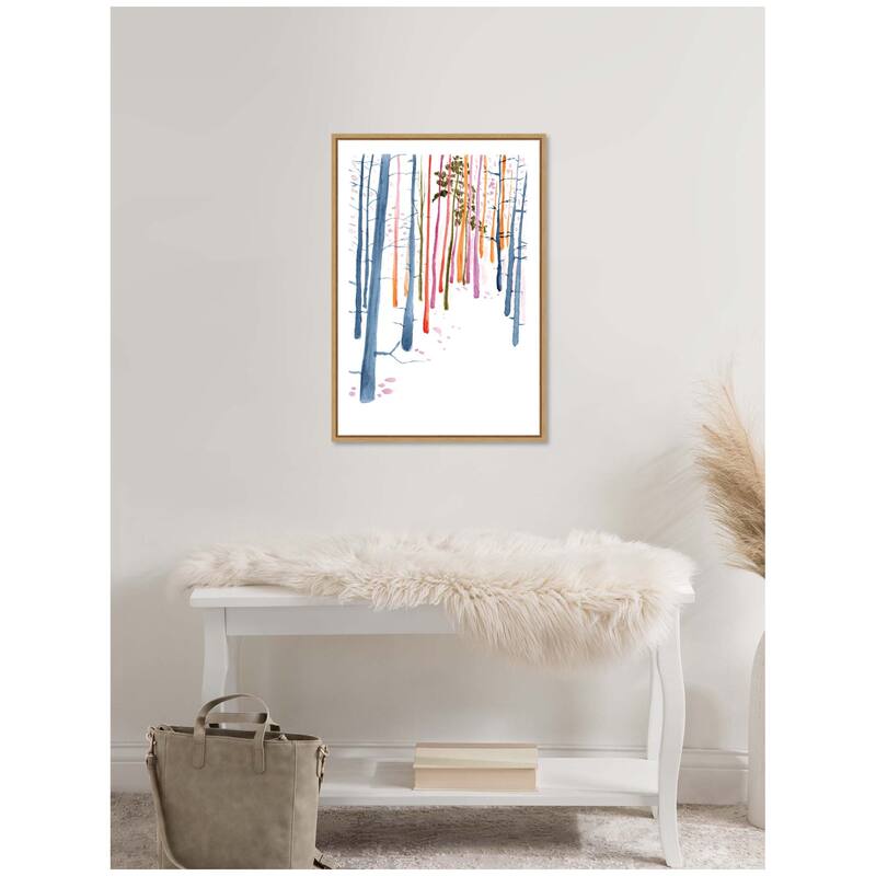 Kate and Laurel Sylvie Colorful Woodland Trees Framed Canvas by Viola Kreczmer