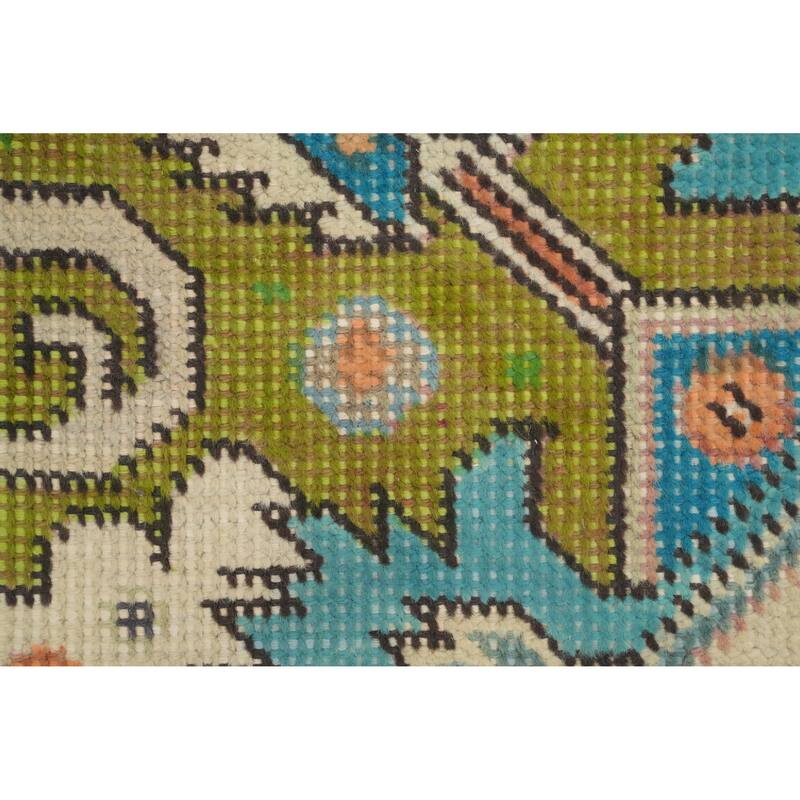 Hand Knotted Oriental 100% Wool Carpet Traditional Medallion Green Tabriz Area Rug - 5' 10'' X 4' 4''