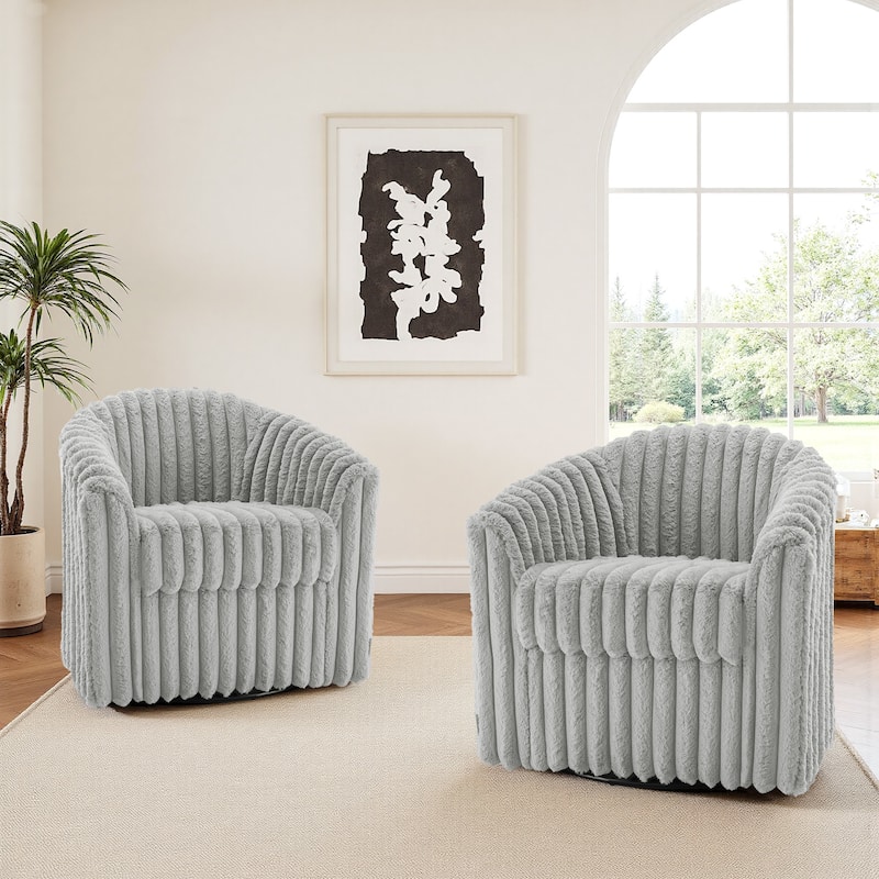 Single Sofa Armchair Swivel Barrel Chair (Set of 2)