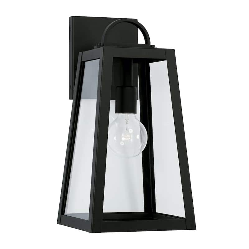 Leighton 8" 1-light Outdoor Wall Lantern w/ Clear Glass - Black