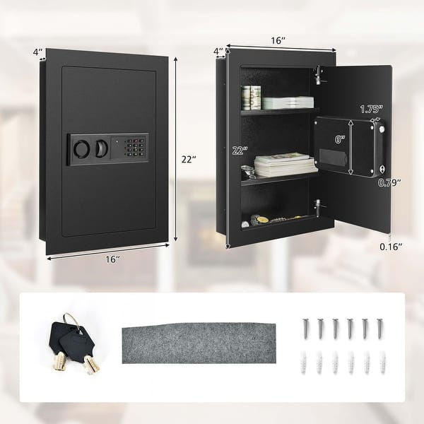 Costway 0.8CF Digital Flat Recessed Wall Safe Home Security Lock Gun