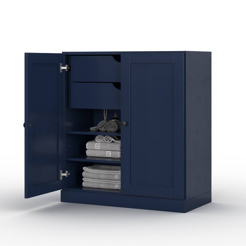 Palace Imports 100% Solid Wood 32" Bathroom Storage Cabinet with Shaker Doors, 2-Drawers and Adjustable Shelves