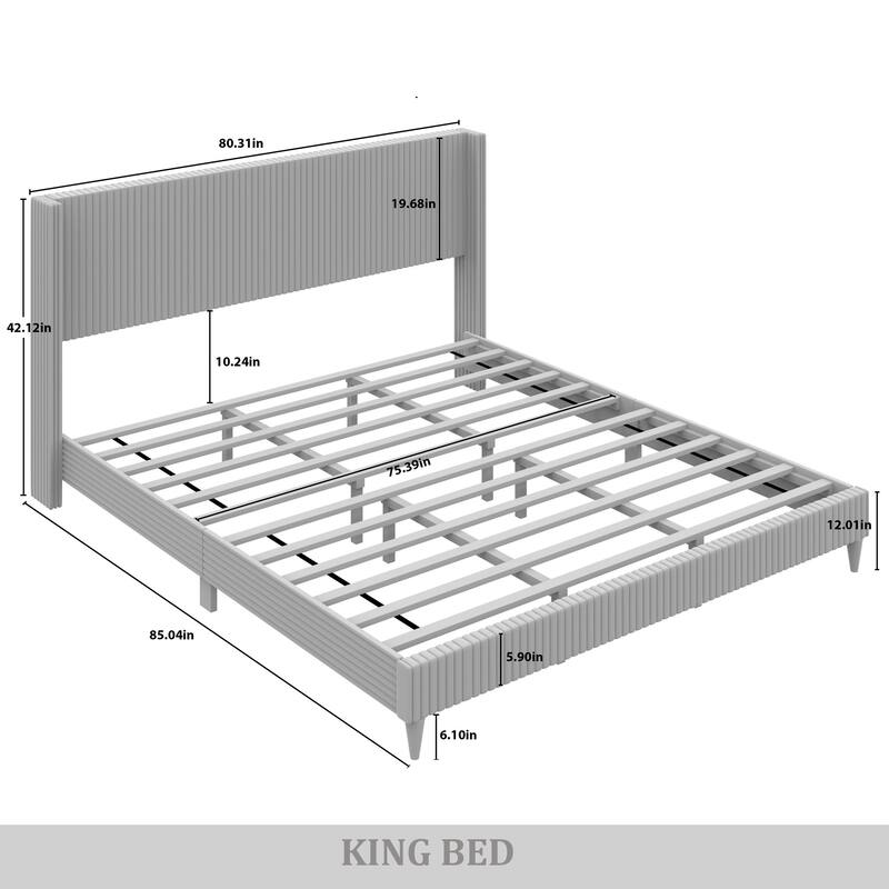 CraftPorch Modern Wingback Upholstered Velvet Bed