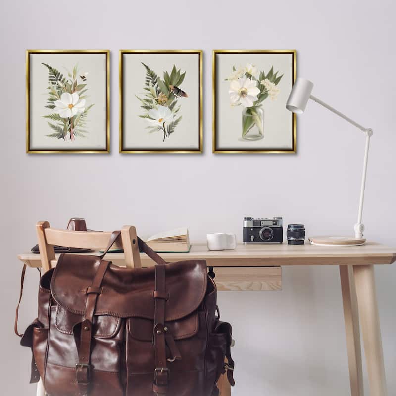 Stupell Country Magnolia Bundles Framed Floater Canvas Wall Art Design By House Fenway (Set of 3)