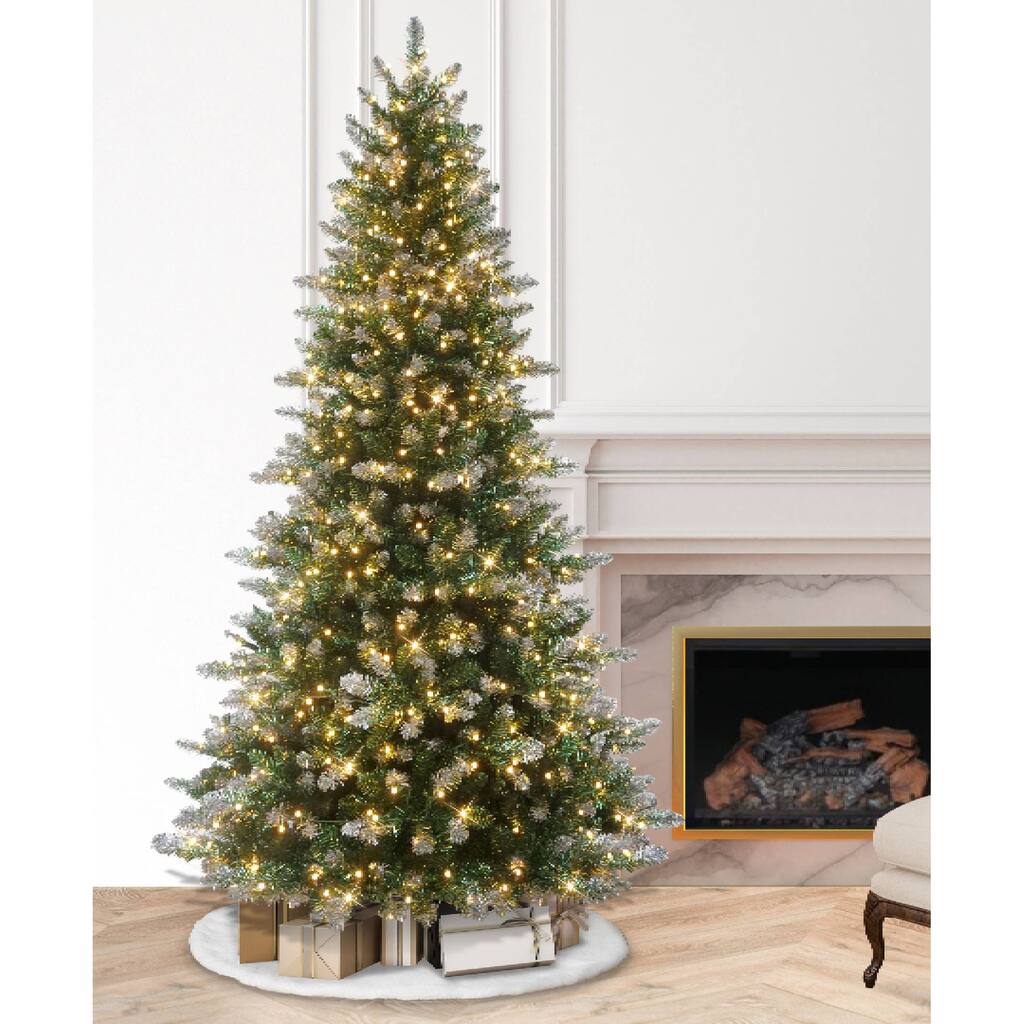 7.5ft Pre-lit Glistening Acadia Spruce,1709 Branch Tips, 500 Warm White LED Lights