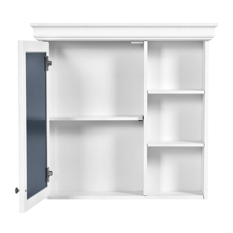 Anmytek 30 x 28 Inch White Bathroom Medicine Cabinet with Mirror, Wall Mounted Storage Organizer