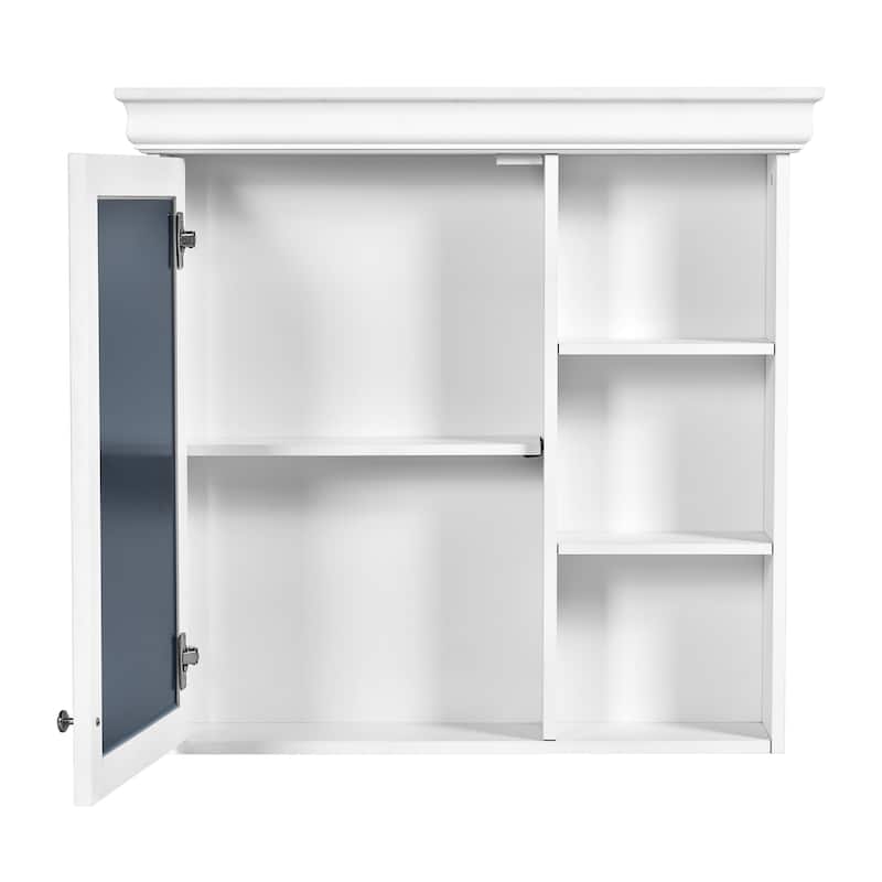 Mirrored Cabinet for Bathroom Wall Cabinet Storage Medicine Cabinet with Open Shelves and Adjustable Internal Shelf Heights