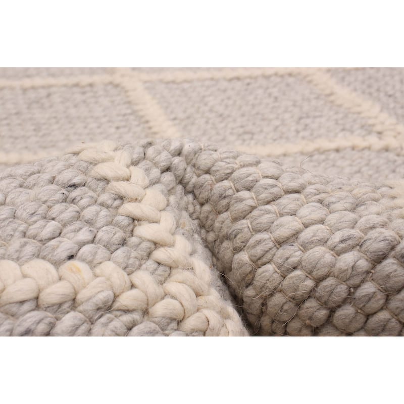 ECARPETGALLERY Braid weave Sienna Grey Wool Rug - 10'1 x 13'10