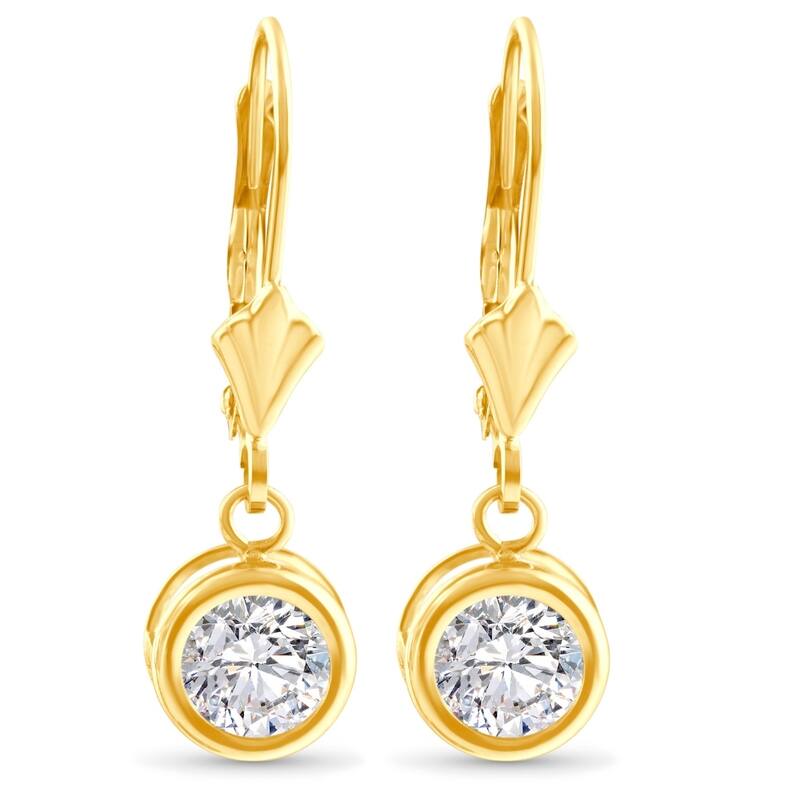 1.80Ct Diamond Lab Grown Dangle Lever Back Hoop Earrings Yellow Gold