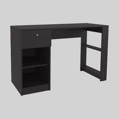 Wide Home Office Desk with Storage Shelves and Drawer, Rectangular Computer Table for Workspace