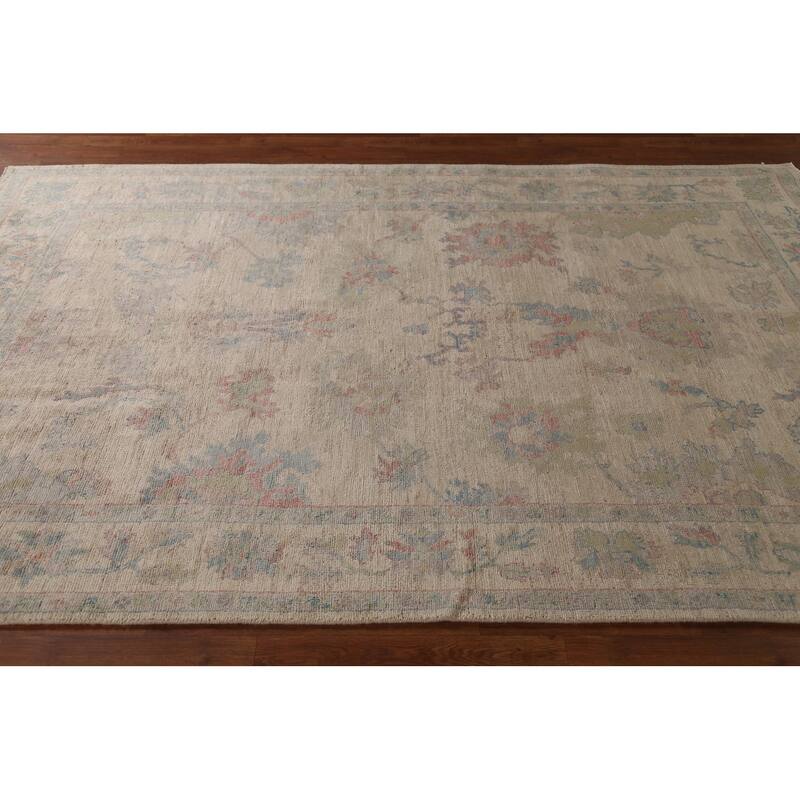 Vegetable Dye Oriental Oushak Turkish Rug Hand-Knotted Wool Carpet - 5'10"x 8'8"