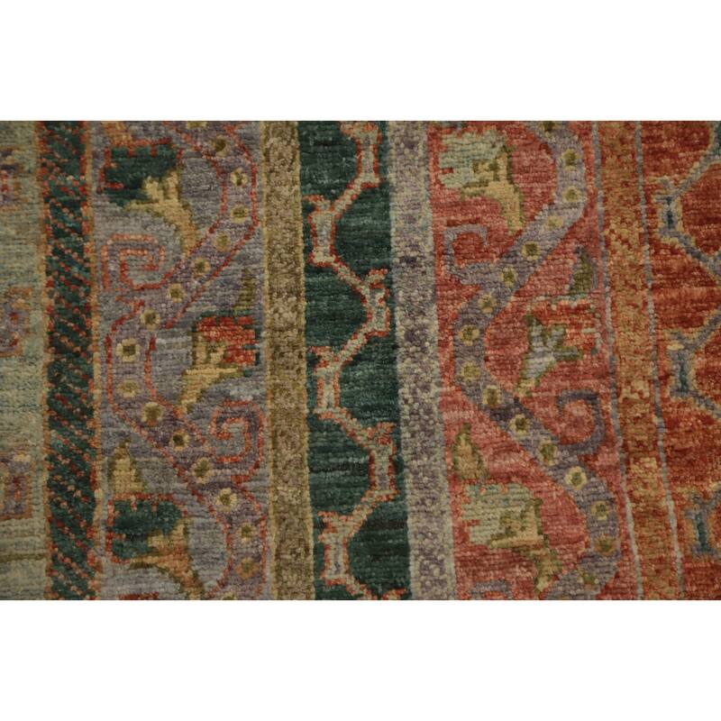 Hand Knotted Oriental 100% Wool Carpet Traditional Geometric Multi-Colored Ziegler Area Rug - 9' 10'' X 7' 10''