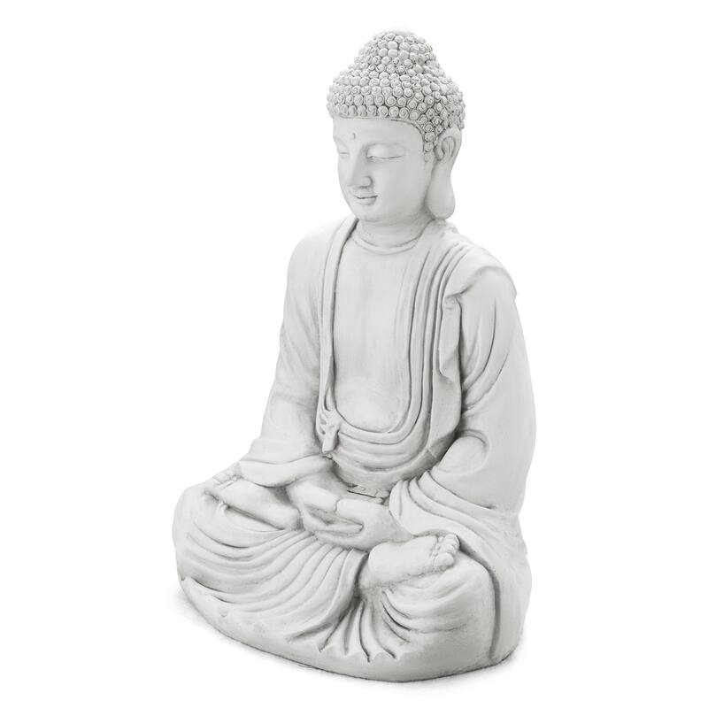Glitzhome Zen-Style MgO Meditating Garden Buddha Statues Monk Sculpture Indoor Outdoor