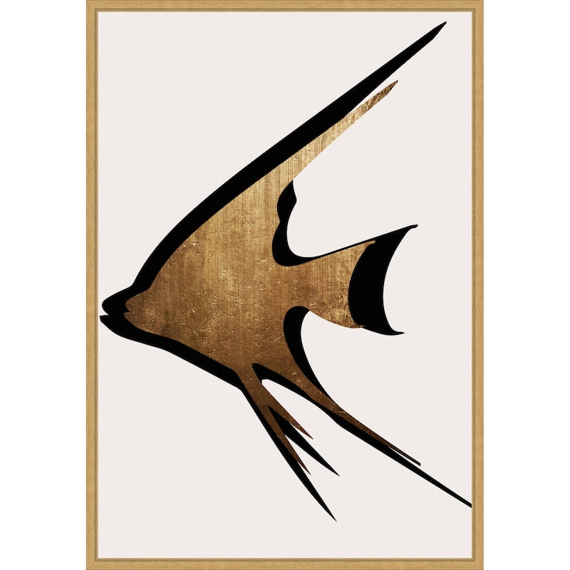 Beige Fish by Eins Kubistika Framed Canvas Wall Art Print - Sylvie Bright Gold
