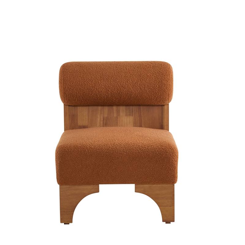 Modern Boucle Lounge Chair with Solid Wood Frame and Rolled Backrest, Soft and Durable Boucle Upholstery