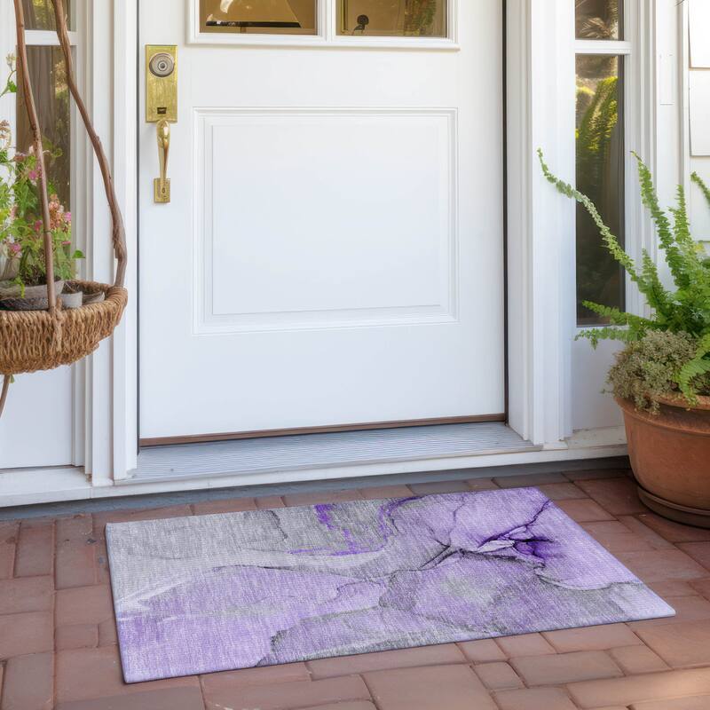 Allu Unique Abstract Weather Resistant Blended Style Outdoor Rug