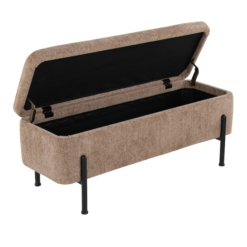 Silver Orchid Galotti Storage Bench with Flip-Top Lid