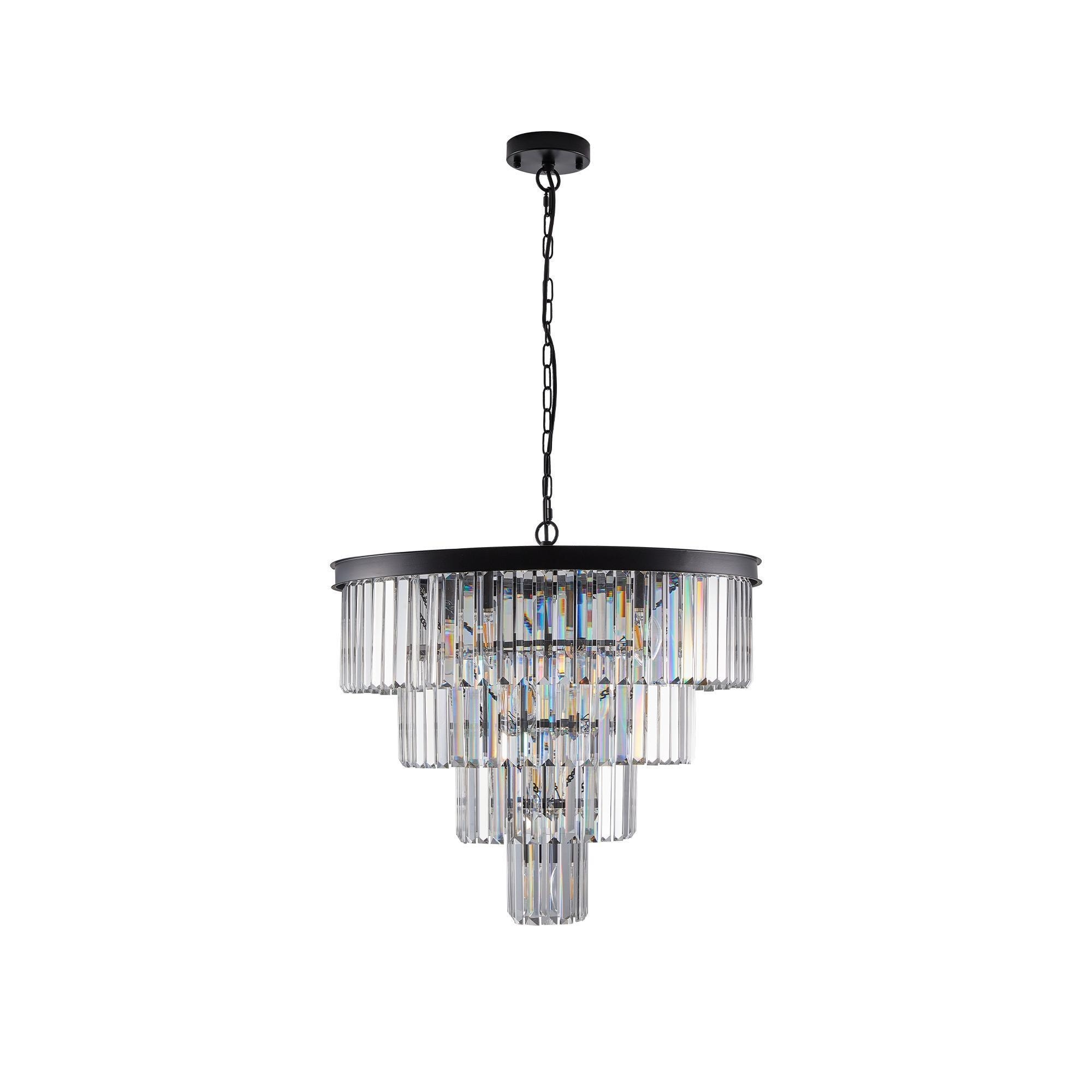 Modern Luxury 24-Inch Chrome-Plated Crystal Chandelier,4-Tier Design