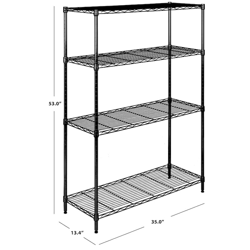 SAFAVIEH Storage Gisele 4-Tier Heavy Duty Commercial Chrome Wire Shelf - 35" x 13.4" x 53" - 35Wx13Dx53H