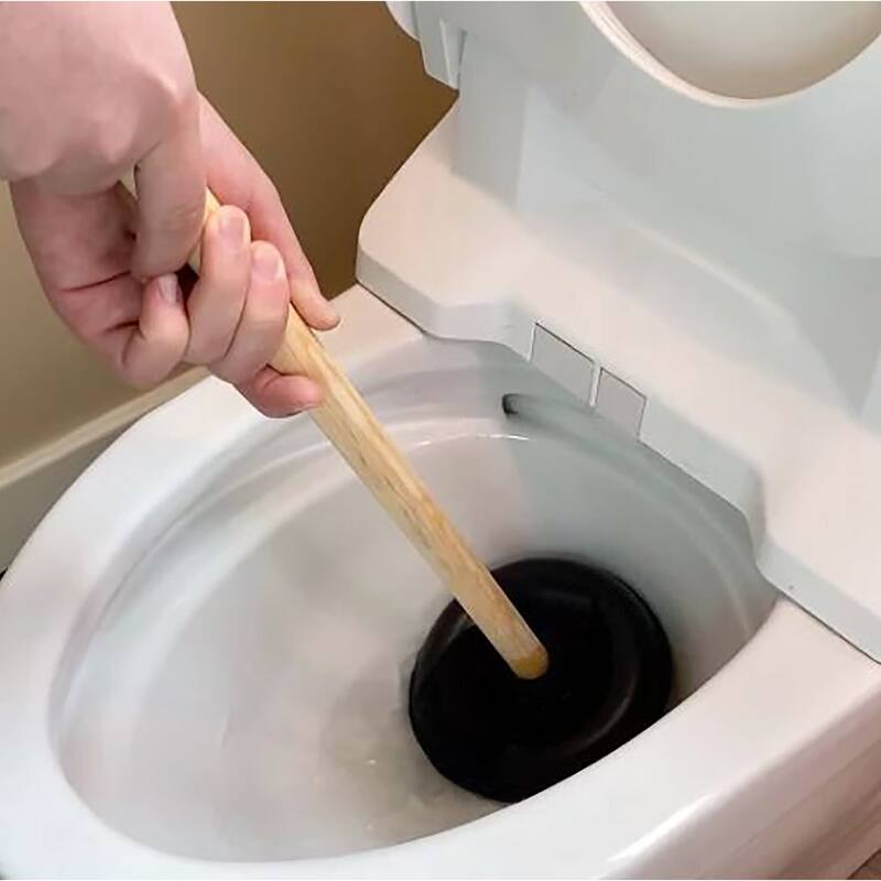 Heavy Duty Toilet & Sink Bathroom Plunger with Wooden Handle - Set of 2 - 2 Piece Set