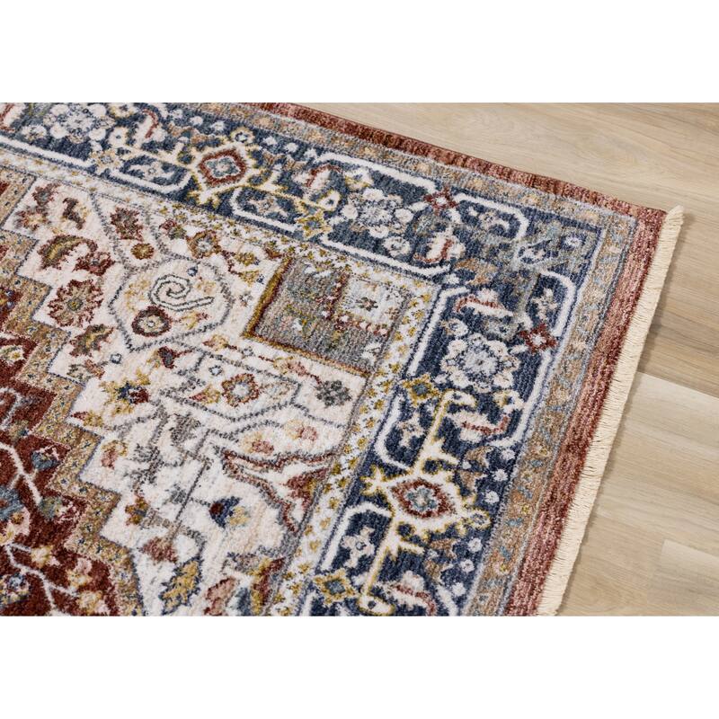 Alpine Rug Co. Red Cream Gold Classic Medallion Area Rug