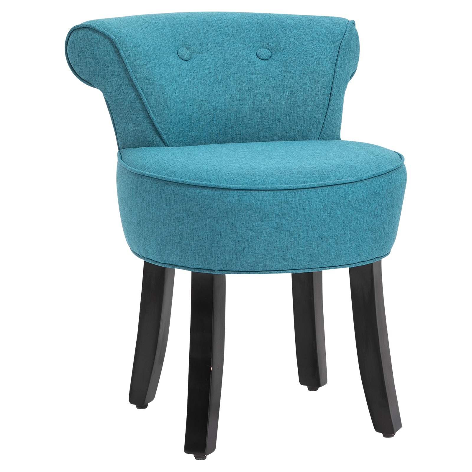 homcom small modern accent chair with wooden legs bedroom dressing chair  makeup dressing stool soft seat and backrest blue