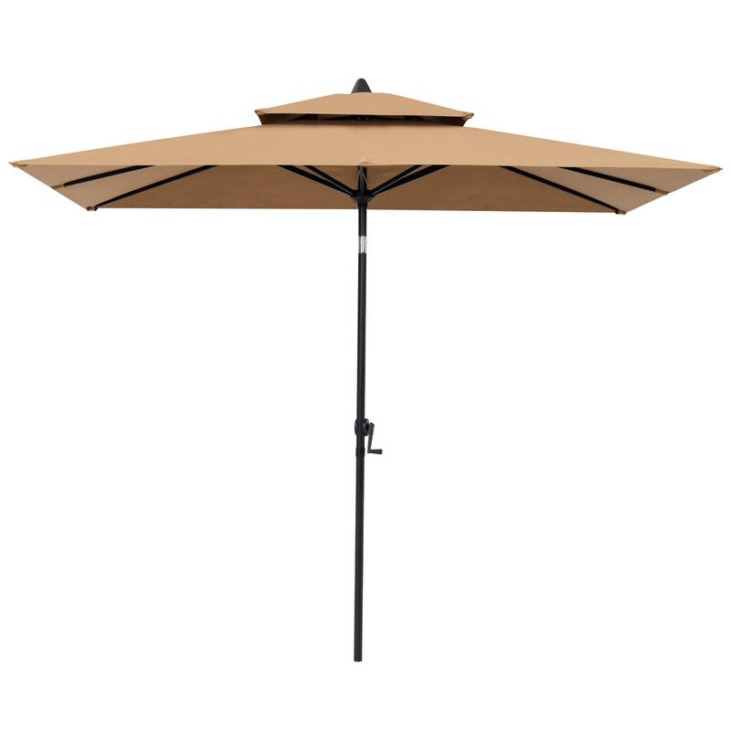 Crestlive Products 10 x 6.5 FT Rectangular Patio Market Umbrella with Black Base Included