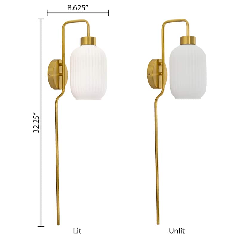 Adrienne River of Goods White Glass and Metal Retro Wall Sconce