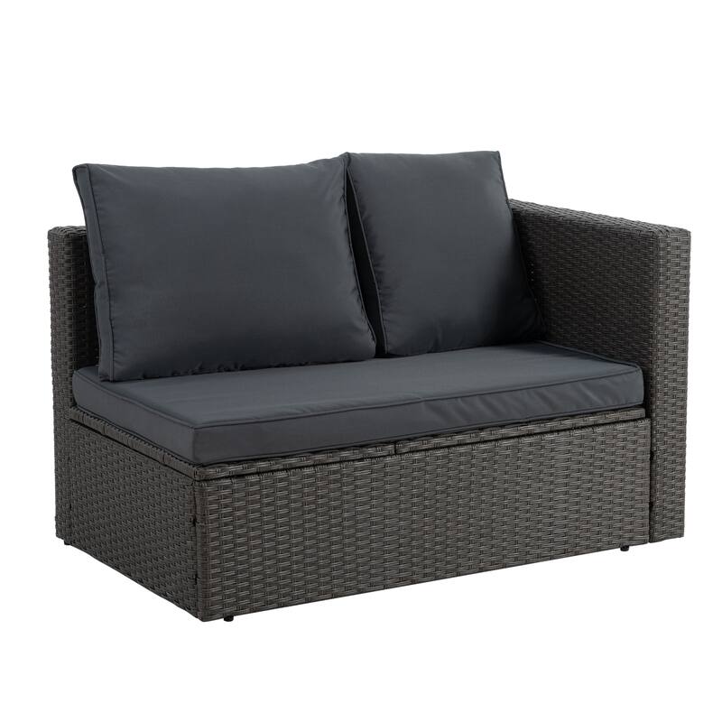 GDFStudio - Modern 7-Piece Outdoor PE Wicker Patio Set with Lounger Sofa, Seats 6