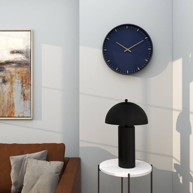 Dark Blue Glass Contemporary Wall Clock 20 x 20 x 3 - 20 x 3 x 20