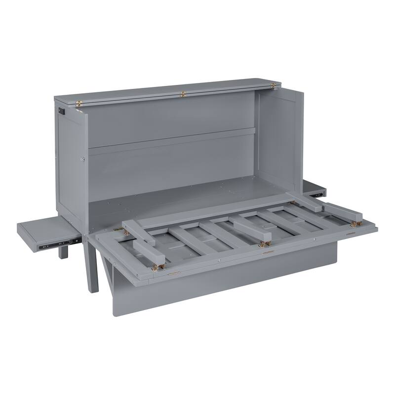 Queen Size Space-Saving Murphy Bed with USB Port and Removable Shelves