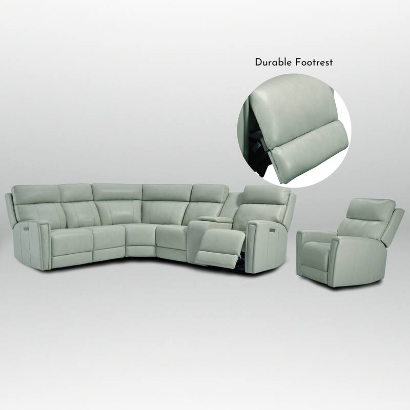 104" W 6 Seater Genuine Leather Power Sectional Sofa and Recliner Set with Dual Power, Zero Gravity, 1 Power Armlesschair