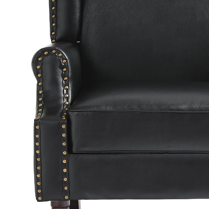Modern Vegan Leather Wing Back Accent Chair