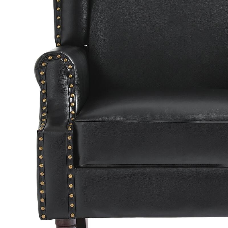 2 Set Modern Vegan Leather Wing Back Armchair