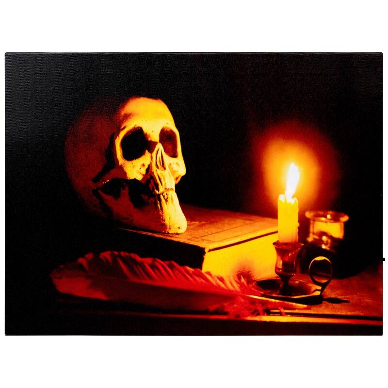 LED Skull by Flickering Clelight Halloween Canvas Wall Art 12"x15.75"